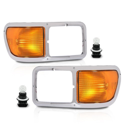 Solid Spare Fit For 2000-2015 Ford F650 F750 F-650 -F750 Headlights Bezel Corner Light Pair