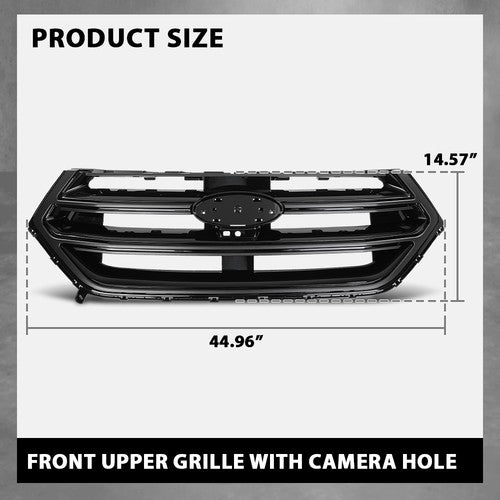 Solid Spare Front Bumper Upper Grille W/ Camera Hole Fit For 2015 2016 2017 2018 Ford Edge
