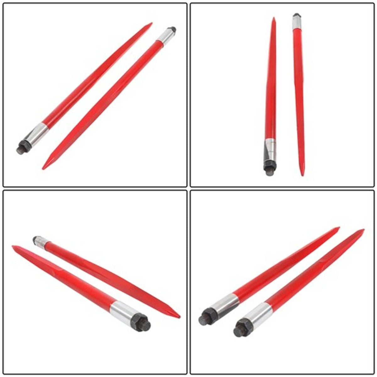 Solid Spare For Tractors Loaders 2pcs Hay Bale Spear 39" 3000 lbs Capacity Spike Fork