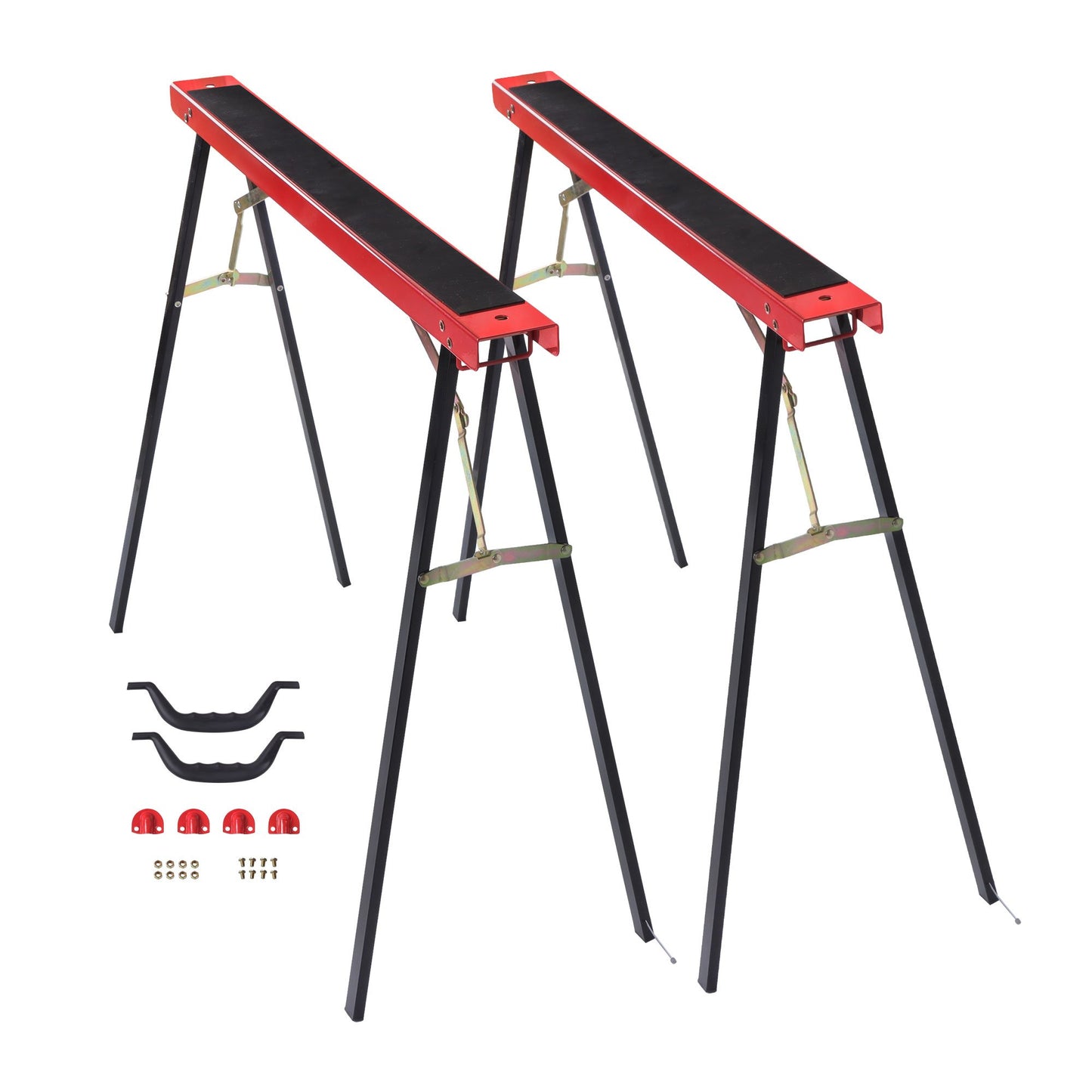 Solid Spare 2Pack Portable Heavy Duty Saw Horse 440 lbs Capacity Steel Folding Legs Sawhorse