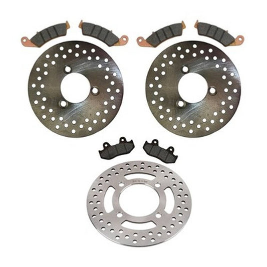 Solid Spare Front & Rear Disc Brake Rotors & Brake Pads for Honda TRX250R Fourtrax 1988-1989