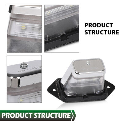 Solid Spare LED License Plate Light For Boat Trailer UTV ATV Chrome 12V DC Surface-Mount DOT