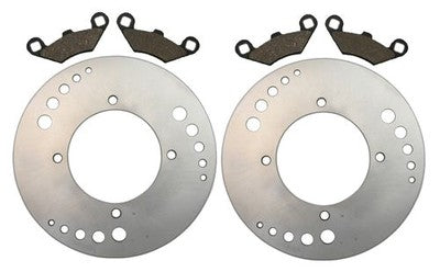 Solid Spare 2 Front Disc Brake Rotors, Semi-Metallic Pads for Polaris 2008-10 Sportsman 300