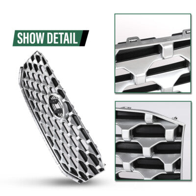 Solid Spare Fit For 2021-2022 Hyundai Santa Fe Front Upper Grille Assembly Chrome 86350S1600