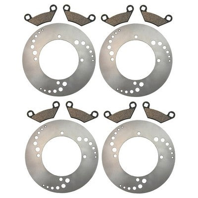 Solid Spare Front & Rear Disc Brake Rotors & Semi-Metallic Pads fits Polaris Sportsman 550