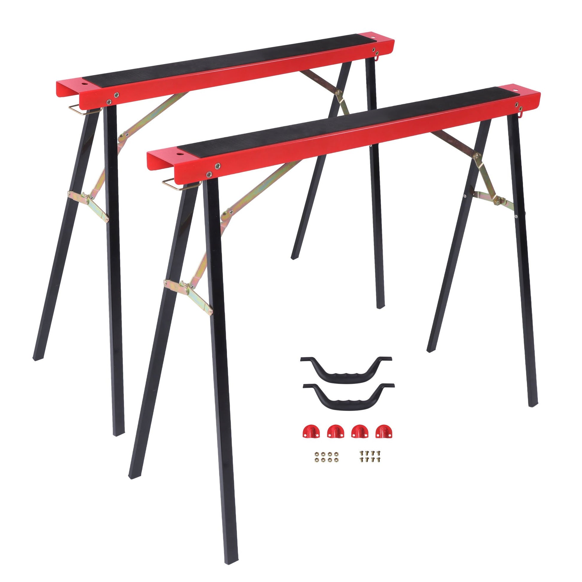 Solid Spare 2Pack Portable Heavy Duty Saw Horse 440 lbs Capacity Steel Folding Legs Sawhorse