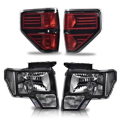 Solid Spare Tail Light Brake Lamps+Clear Corner Headlights Fit For 2009-14 Ford F-150 Pickup