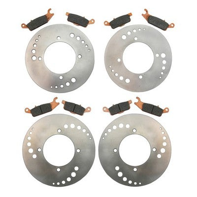 Solid Spare Front & Rear Brake Rotors & Semi-Metallic Pads for Yamaha Grizzly 700 2007-2023
