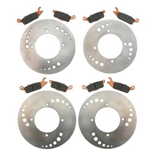 Solid Spare Front & Rear Brake Rotors & Semi-Metallic Pads for Yamaha Grizzly 700 2007-2023
