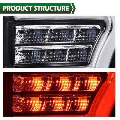 Solid Spare Fit For 2009-2014 Ford F-150 LED Tube Tail Lights Brake Lamps Assembly Black