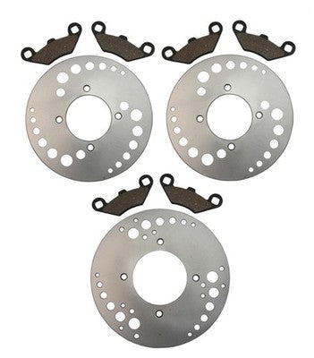Solid Spare Front & Rear Brake Rotors & Semi-Metallic Brake Pads for Polaris Predator 500