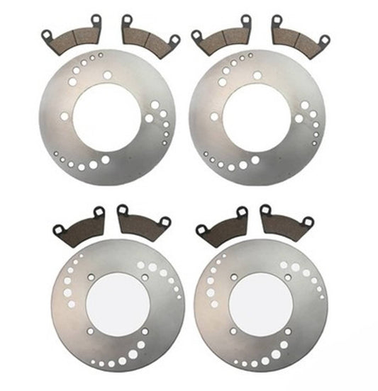 Solid Spare Front Rear Brake Rotors and Pads fits Polaris Ranger 800 RZR-4 - 2011 2012