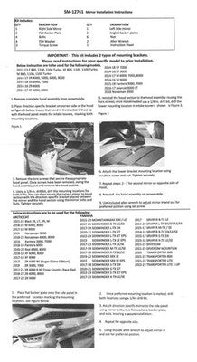 Solid Spare SPI Mirrors for Yamaha many 2014-2023 Snowmobiles Replaces OEM# SMA-8JW26-28-00