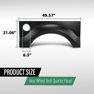 Solid Spare Rear Wheel Arch Quarter Panel Fits 2009-2014 Ford F-150 F150 W/O Molding Holes
