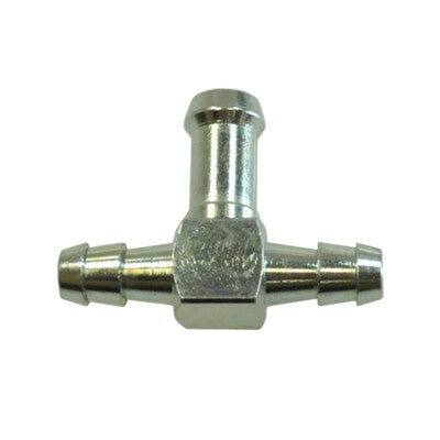 SPI Metal T-Fitting - Fits 1/4" & 5/16" Line -Air Water Fuel Gas- 2 Barbed Ends