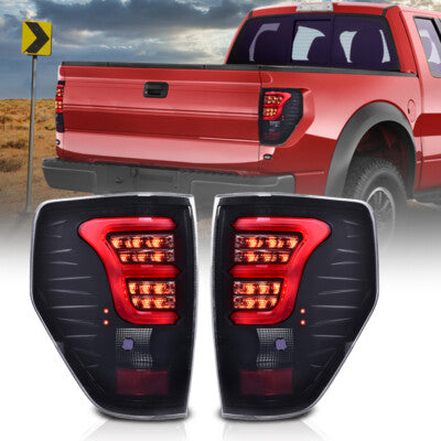 Solid Spare Black Housing Smoked Lens LED Brake Tail Lights Fit For 2009-2014 Ford F150