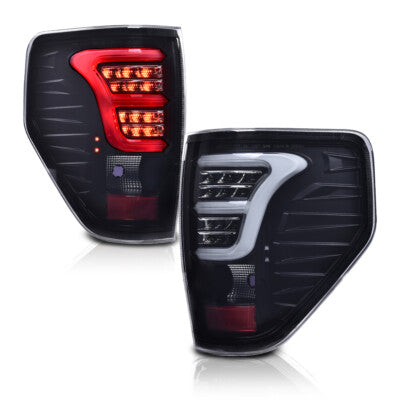 Solid Spare Black Housing Smoked Lens LED Brake Tail Lights Fit For 2009-2014 Ford F150