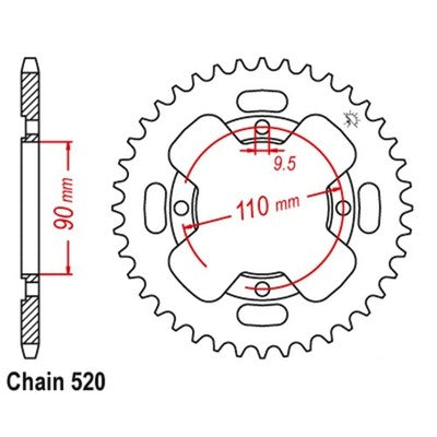 Solid Spare JT Sprockets 38 Tooth Rear Steel Sprocket for Honda ATC200X fits 1986-1987
