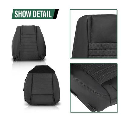 Solid Spare Fit For 2005-2009 Ford Mustang GT Deluxe Driver Bottom-Top Perforated Seat Cover