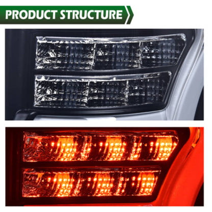 Solid Spare Fit For 2009-2014 Ford F-150 LED Tube Tail Lights Brake Lamps Assembly Smoke