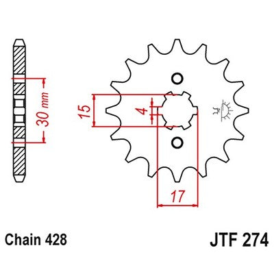 JT Sprockets 14 Tooth Front Sprocket for Honda XL100S, XR100, XR100R & CRF100F