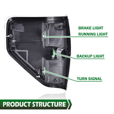 Solid Spare Rear Tail Lights Brake Lamps Assembly Fit For 2009-2014 Ford F-150 Pickup Truck