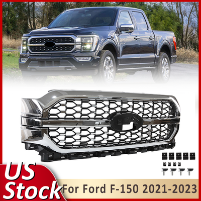 For 2021-2023 Ford F-150 F150 Platinum Front Bumper Grille Chrome ML3Z-8200-KA