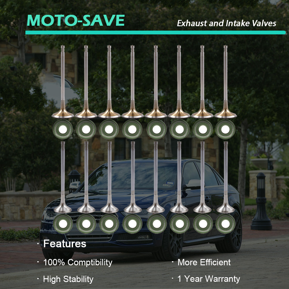 Solid Spare 16PCS Engine Intake Valves & Exhaust Valves Kit Fit for Audi VW 2.0T