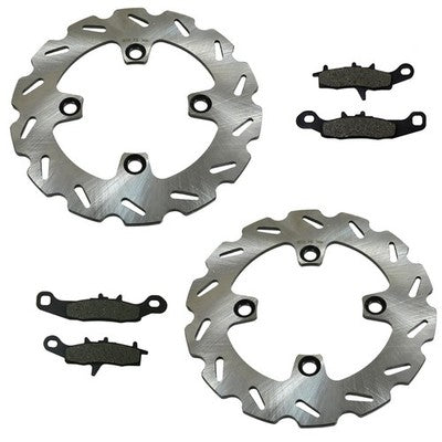 Solid Spare Both Front Wave Brake Rotors & Brake Pads 2004-2005 fits Suzuki Twin Peaks 700