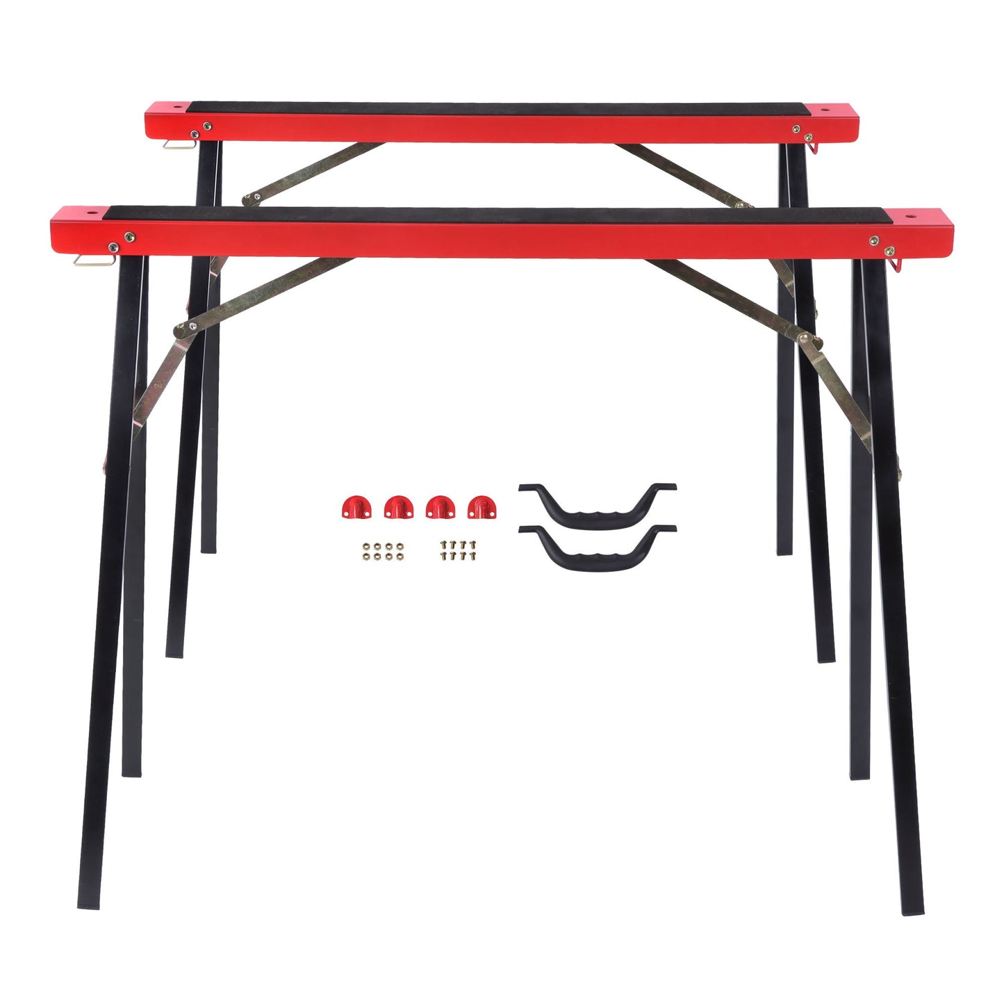 Solid Spare 2Pack Portable Heavy Duty Saw Horse 440 lbs Capacity Steel Folding Legs Sawhorse