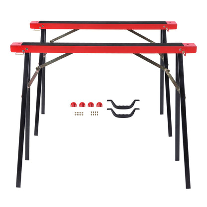 Solid Spare 2Pack Portable Heavy Duty Saw Horse 440 lbs Capacity Steel Folding Legs Sawhorse