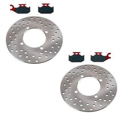 Solid Spare 2 Front Brake Rotors & Semi-Metallic Pads for Suzuki King Quad 400 4x4 2008-2024