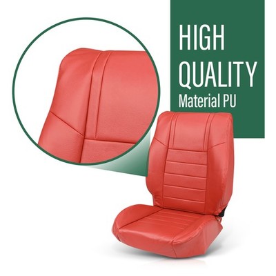 Solid Spare Fit For 2011-2014 Dodge Challenger SE SXT RT Full Set RED Seat Covers Replace