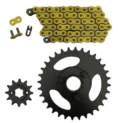Solid Spare Yellow 520x60 Drive Chain & 12/32 Sprockets for Polaris RZR 170 fits 2009-2016