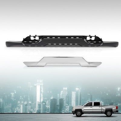 Solid Spare Front Bumper Valance + Chrome Skid Plate Fit For 16-19 Silverado 1500 With Z71