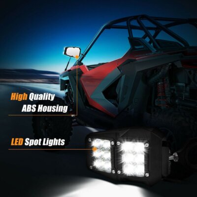 Solid Spare For Polaris RZR 1.75"-2" Roll Cage Rear View Side Mirrors w/ LED Lights UTV
