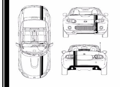 6" OFFSET VINYL RALLY STRIPE RACING STRIPE KIT + BONUS KIT For MAZDA MIATA