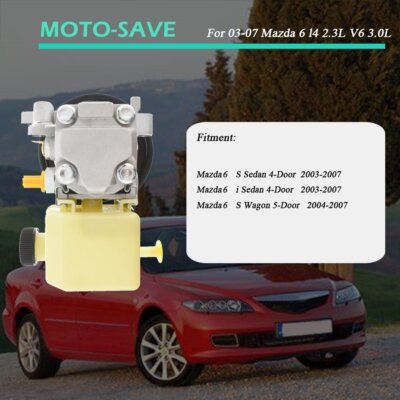 Solid Spare Power Steering Pump w/ Pulley w/ Reservoir GP9A32650A for Mazda 6 2006-2007 2.3L