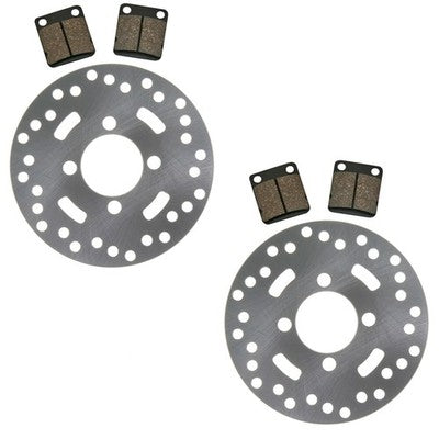 Solid Spare 2 Front Disc Brake Rotors & Semi-Metallic Brake Pads for Yamaha Big Bear 250