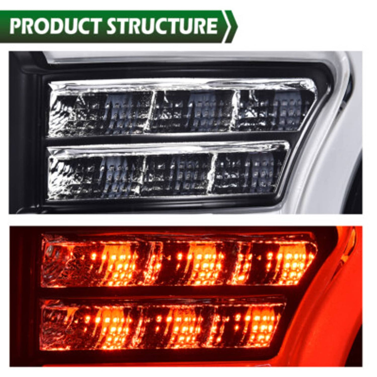Solid Spare Fit For 2009-2014 Ford F150 Black Housing Clear Lens Rear LED Brake Tail Lights
