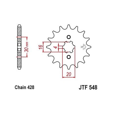 JT Sprockets 14 Tooth Front Sprocket 14T for Yamaha TT-R125 fits 2000-2026