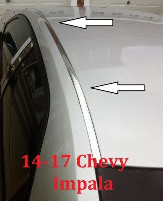 For 2014-2017 CHEVY IMPALA CHROME ROOF TOP TRIM MOLDING KIT