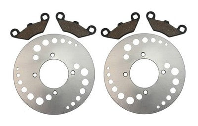 Solid Spare 2 Front Disc Brake Rotors & Semi-Metallic Pads for Polaris Outlaw 500 2006-2007