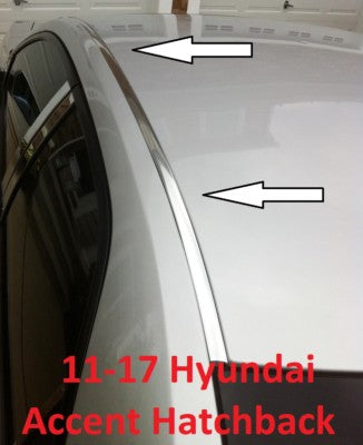 For 2011-2017 HYUNDAI ACCENT CHROME ROOF TOP TRIM MOLDING KIT - Hatchback