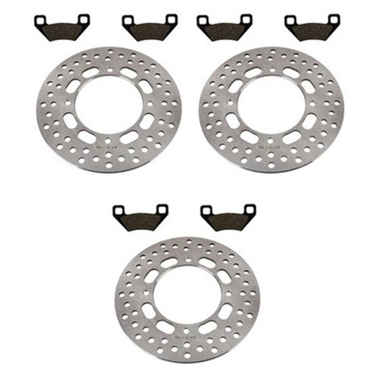Solid Spare Front & Rear Brake Rotors & Brake Pads for Arctic Cat 400 Alterra 4x4 2013-2017