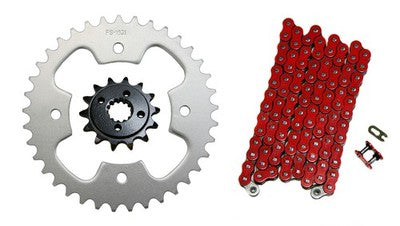 Solid Spare Red 520x92 Drive Chain & 14/38 Sprockets for Polaris Predator 500 2005 2006 2007