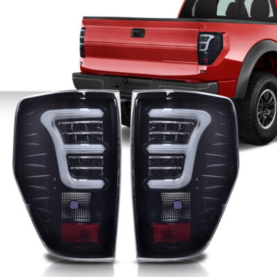 Solid Spare Black Housing Smoked Lens LED Brake Tail Lights Fit For 2009-2014 Ford F150