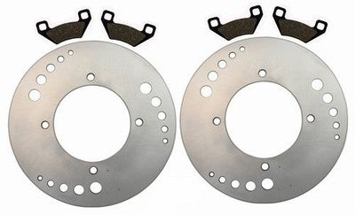 Solid Spare 2 Front Disc Brake Rotors & Semi-Metallic Pads for Polaris 2006 Hawkeye 300