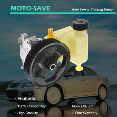 Solid Spare Power Steering Pump w/ Pulley w/ Reservoir GP9A32650A for Mazda 6 2006-2007 2.3L