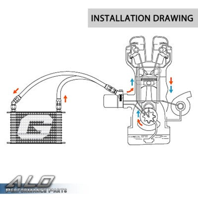 Solid Spare Universal 30 Row AN10 Aluminum Thermostat Adaptor Racing Engine Oil Cooler Kit